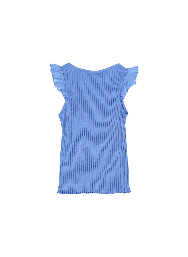 Búho rib ruffle t-shirt ocean blue