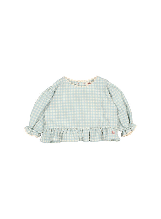 Búho gingham blouse aqua