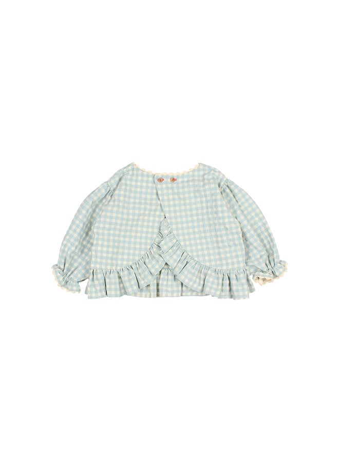 Búho gingham blouse aqua