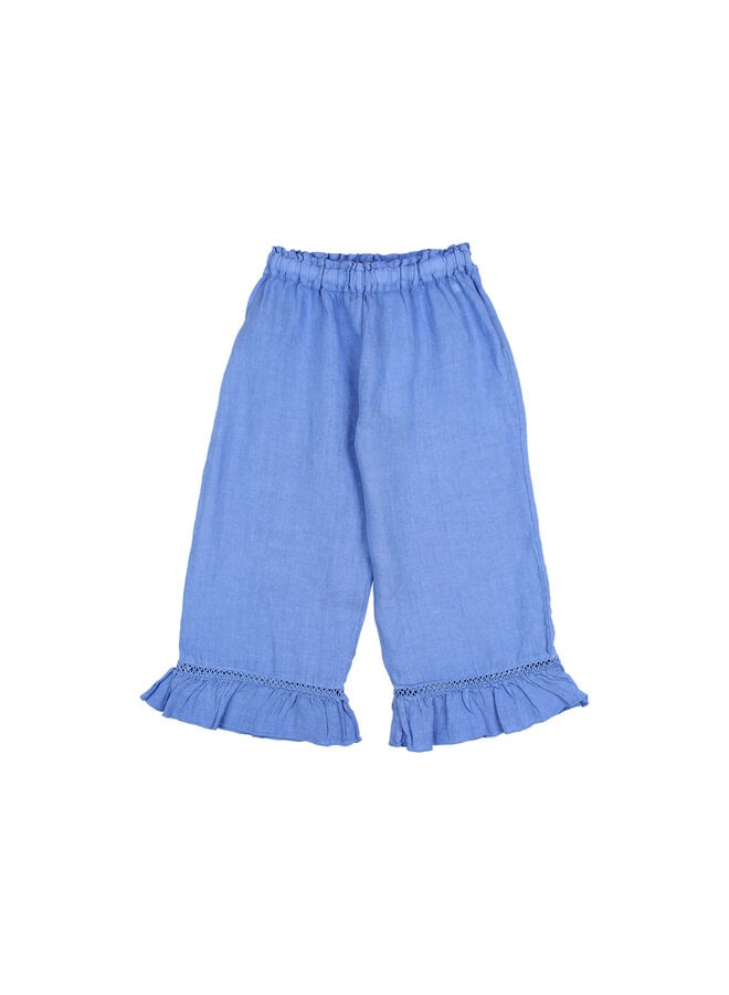 Búho linen girly pants ocean blue