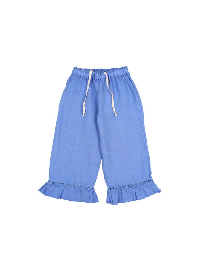 Búho linen girly pants ocean blue