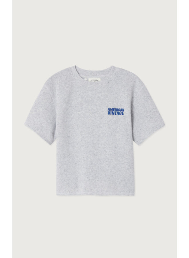 American vintage sweater evona short sleeve gris clair chine
