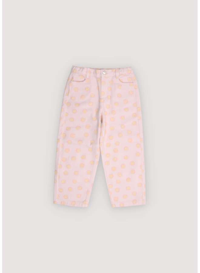 The new society smiley denim pant smiley print