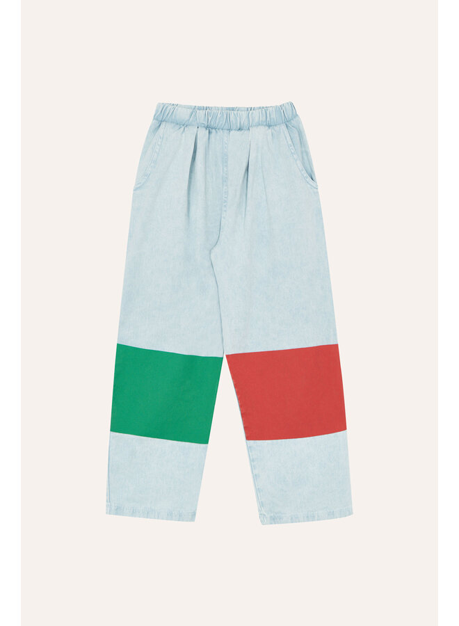 The campamento bicolor patches denim trousers