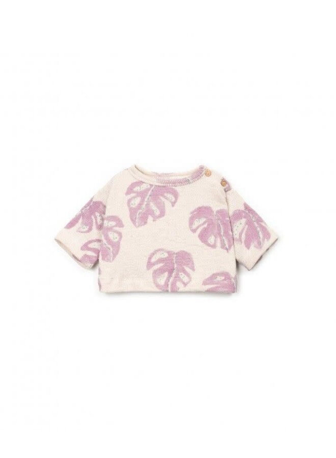 Play up printed embellished jersey sweater monstera