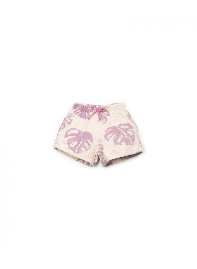 Play up printed embellished jersey shorts monstera