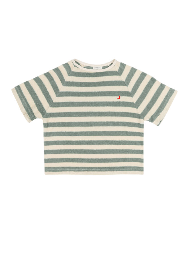 Jenest to t-shirt sage green off white stripe