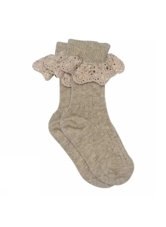 Mp sokken lisa lace light brown melange