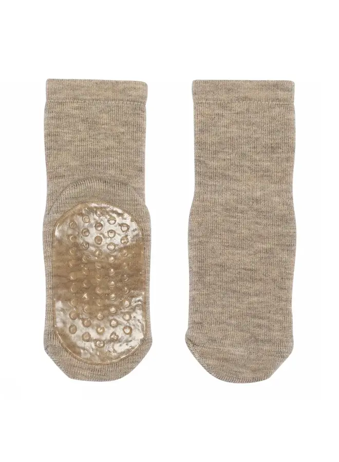 Mp wool socks anti slip light brown melange