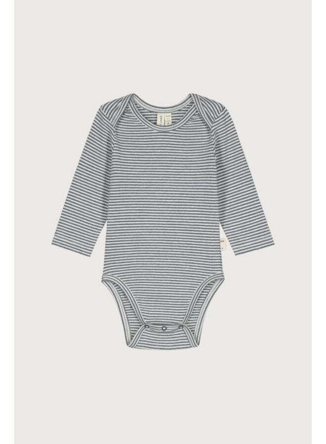 Gray label baby onesie gots blue grey/cream