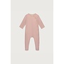Gray label newborn suit with snaps gots faded pink
