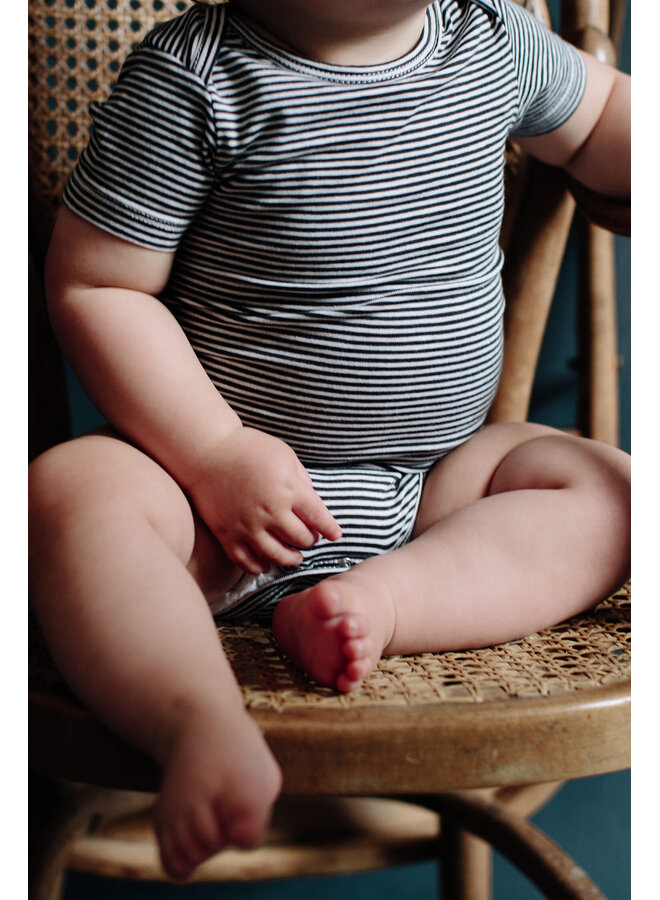 Gray Label baby onesie blue grey/cream