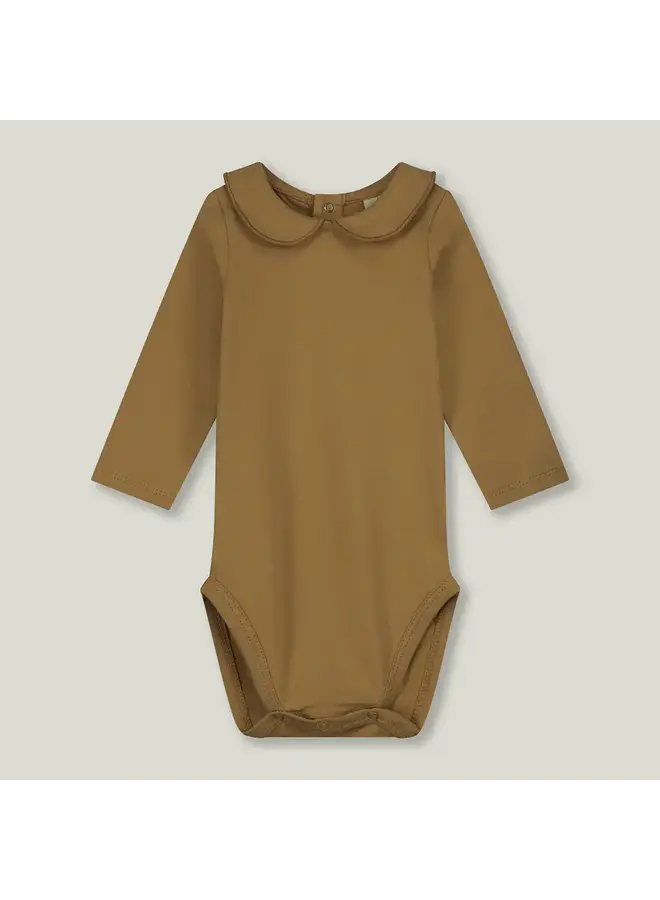 Gray label baby collar onesie peanut/cream