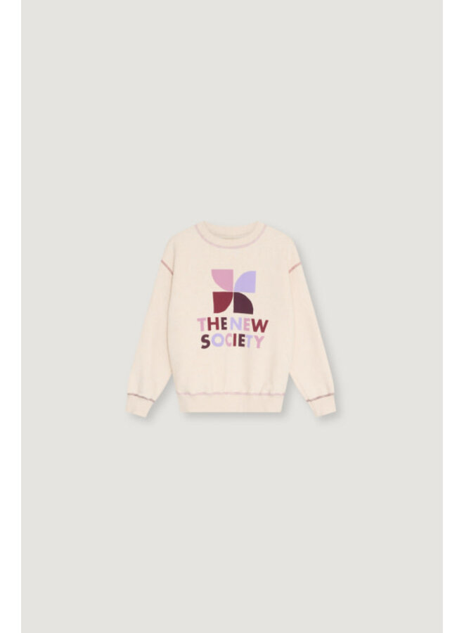 The new society logo sweatshirt whisper white melange multicolor