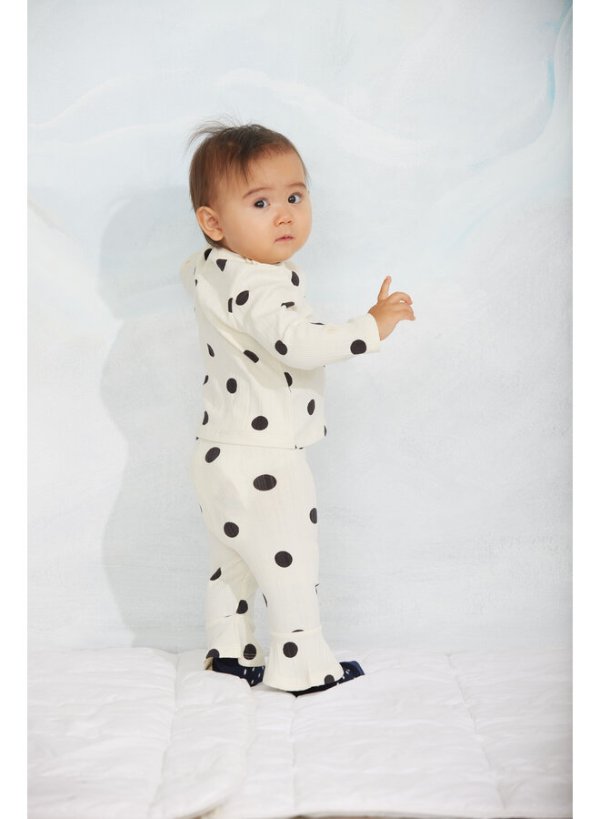 Mini Rodini dots aop dog ls tee off white