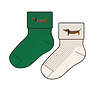 Mini rodini dog emb 2-pack ribbed baby socks multi