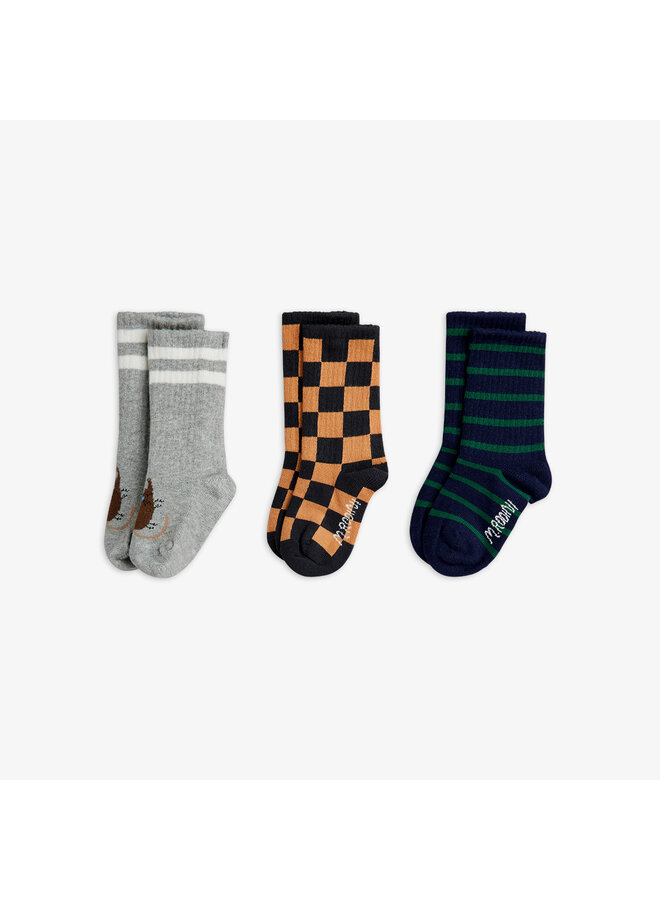 Mini rodini chess check 3-pack socks multi