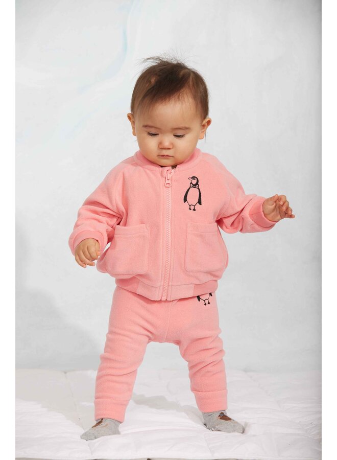 Mini rodini penguin emb microfleece jacket pink