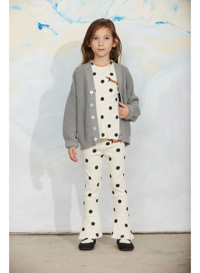 Mini rodini dots aop dog flared trousers off white