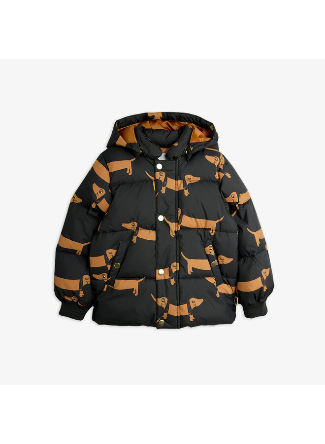 Mini rodini dog aop hooded puffer black