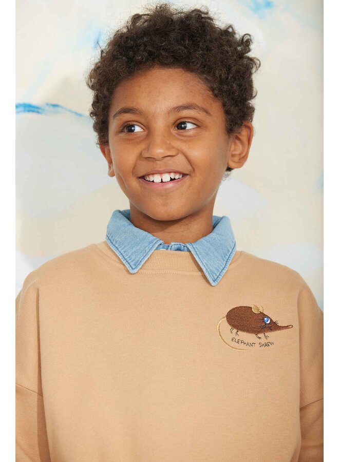 Mini rodini elephant shrew emb sweatshirt beige