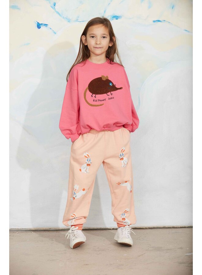 Mini rodini elephant shrew chenille sweatshirt pink