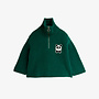 Mini rodini panda patch chunky knit half zip sweater green