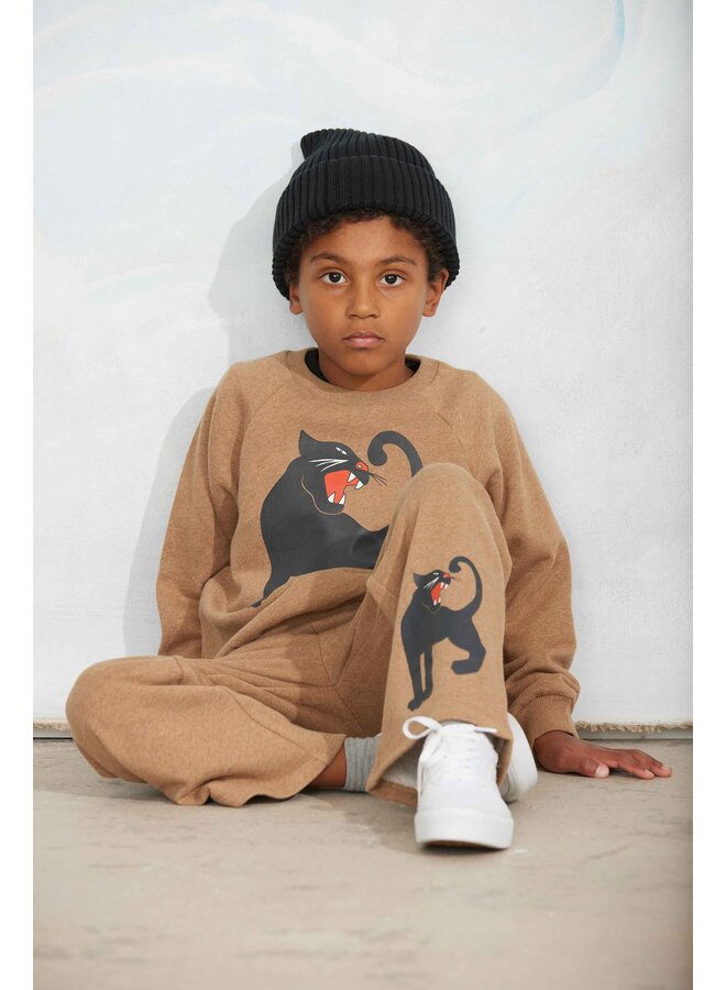Mini rodini panther sp melange sweatshirt brown