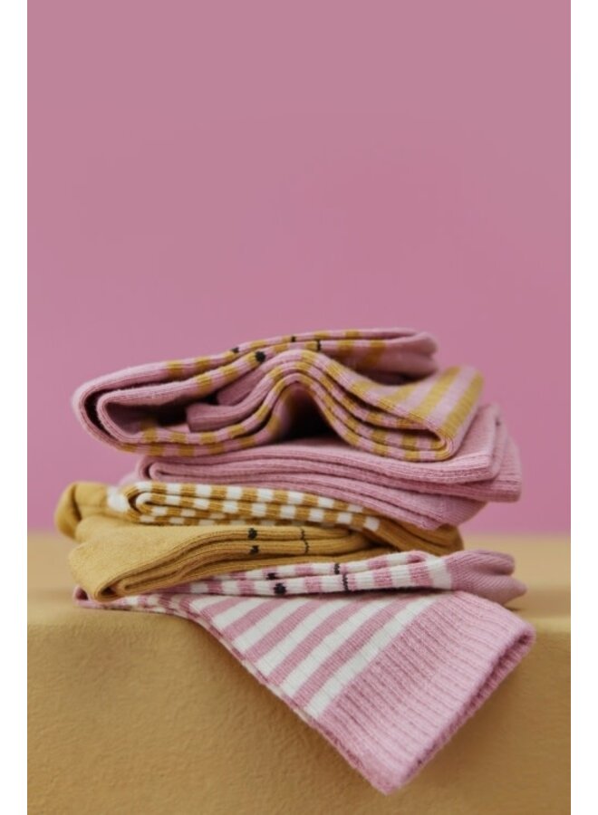 Gray label ribbed socks 2-pack bubblegum/cream