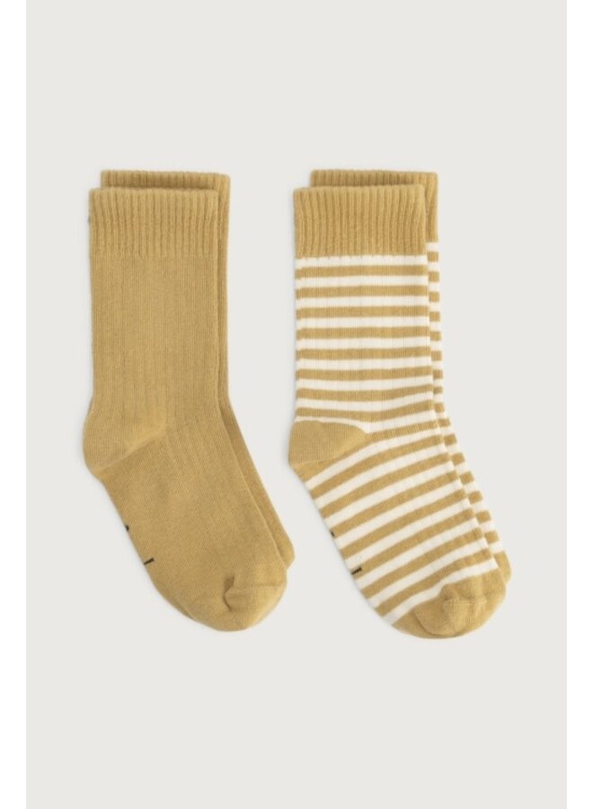Gray label ribbed socks 2-pack cookie/cream