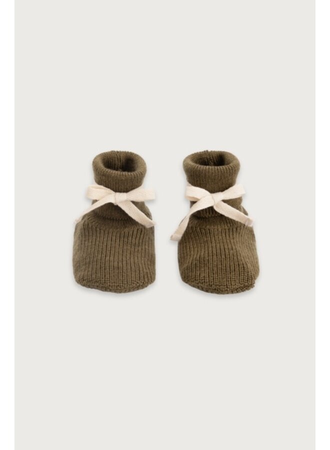 Gray label baby knitted booties woody