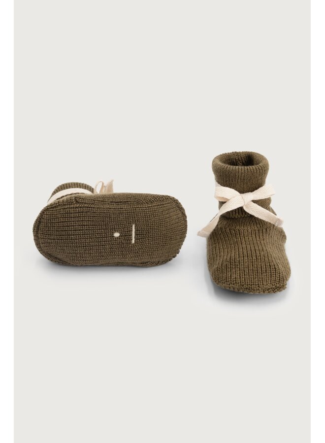 Gray label baby knitted booties woody