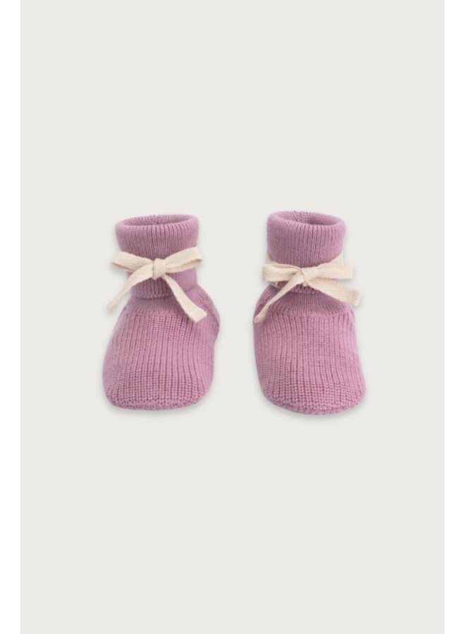 Gray label baby knitted booties bubblegum