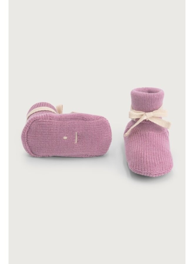 Gray label baby knitted booties bubblegum