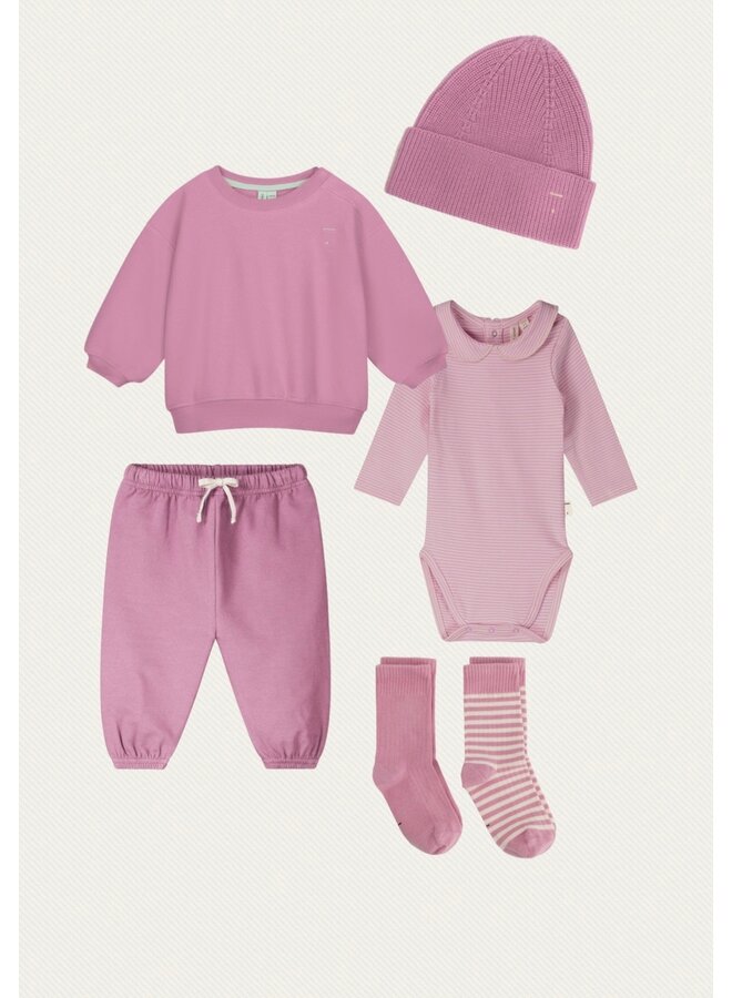 Gray label baby collar onesie bubblegum/cream