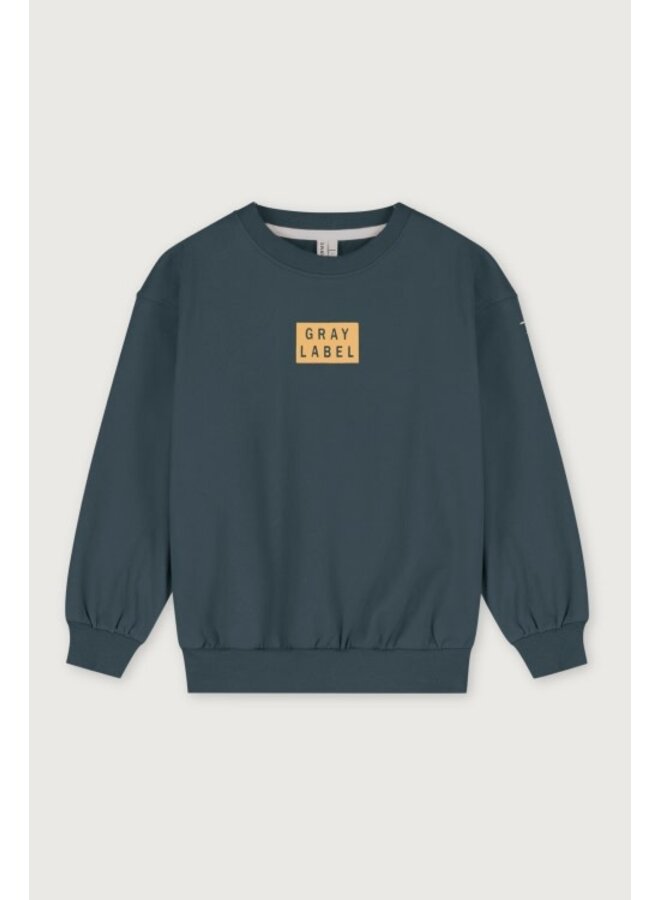 Gray label logo dropped shoulder sweater blue gray/bright cookie