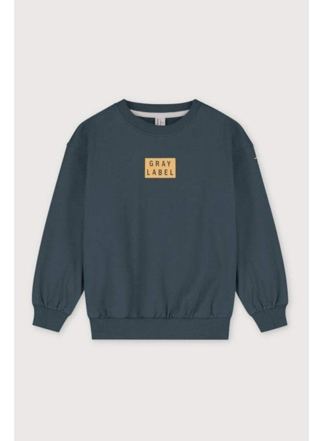 Gray label logo dropped shoulder sweater blue gray/bright cookie