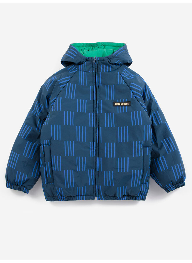 Bobo choses almost moiré allover reversible anorak blue