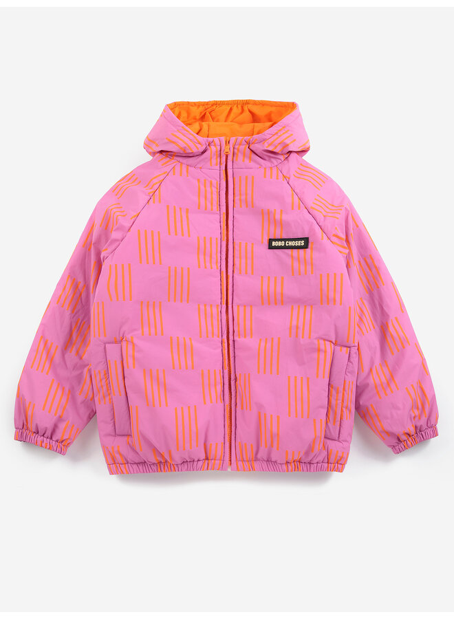 Bobo choses almost moiré allover reversible anorak pink