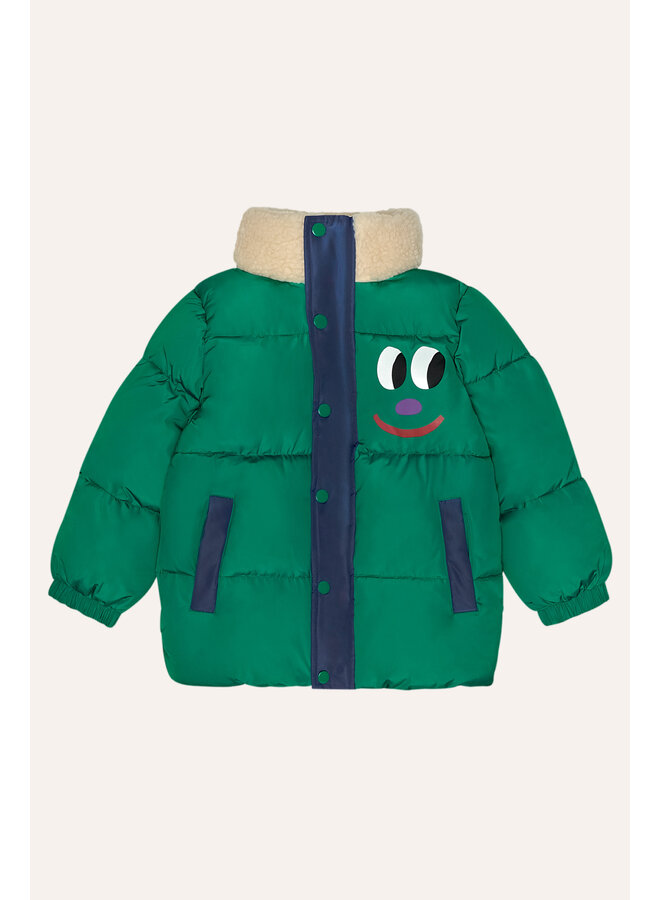 The campamento smiling face puffer jacket green