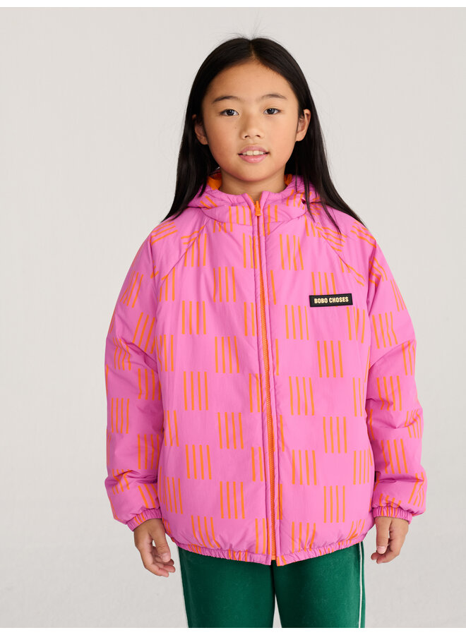 Bobo choses almost moiré allover reversible anorak pink