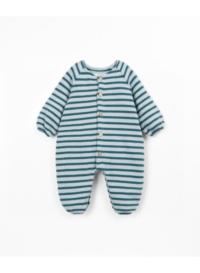 Play up striped flamé jersey jumpsuit cyanotype
