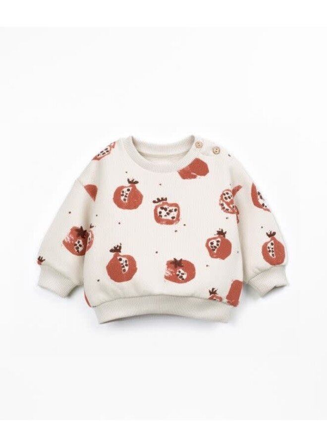 Play up printed fleece sweater pomegranate
