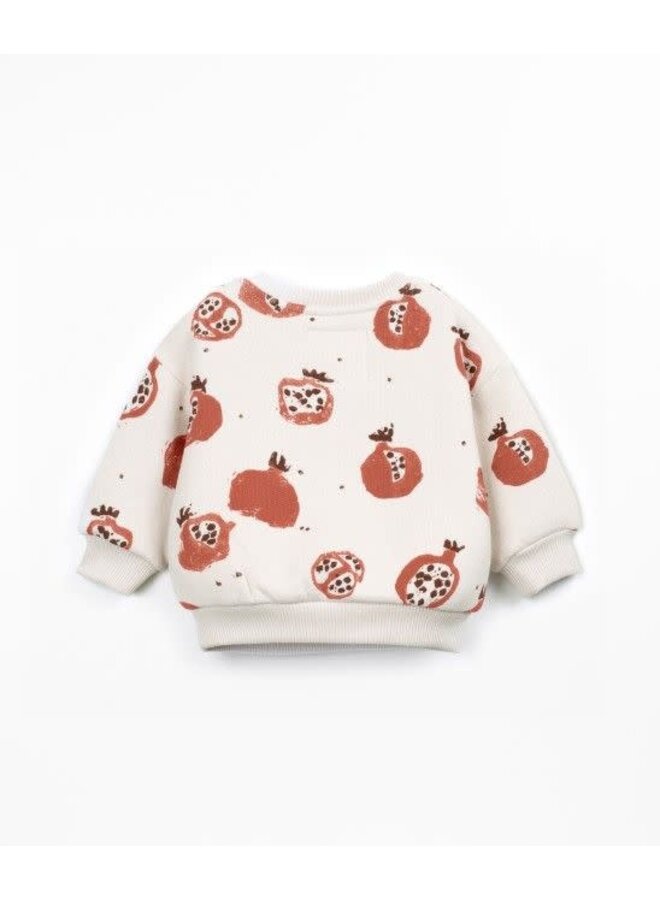 Play up printed fleece sweater pomegranate