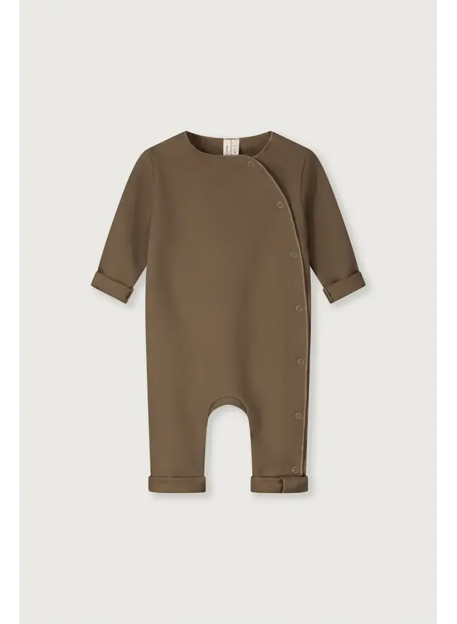 Gray label baby suit with snaps gots woody
