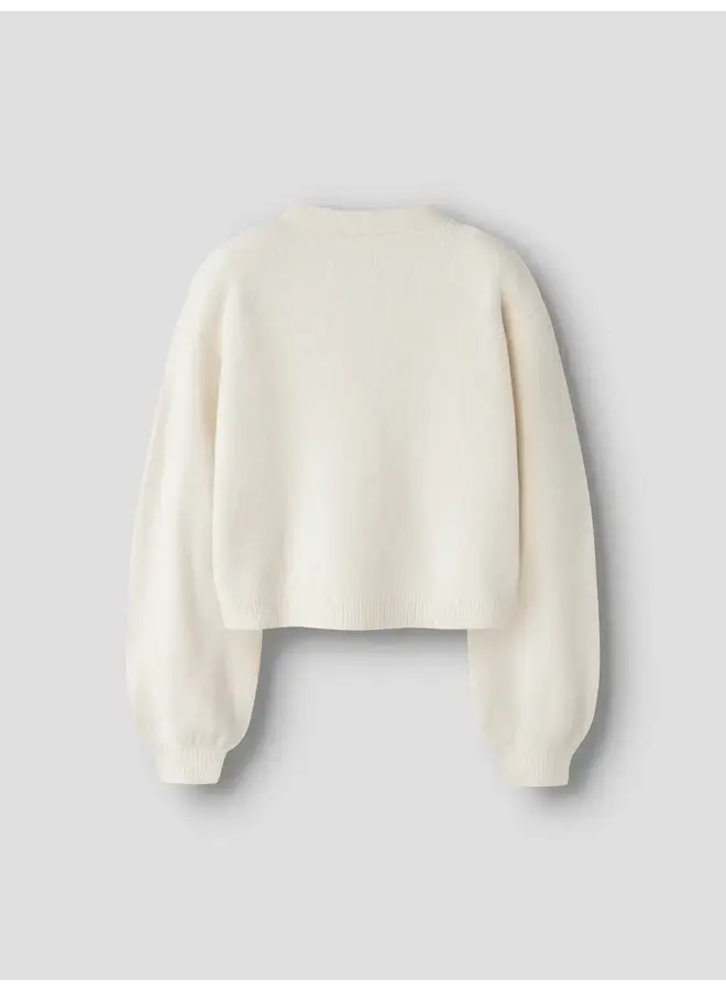 Name it knit antique white black bow