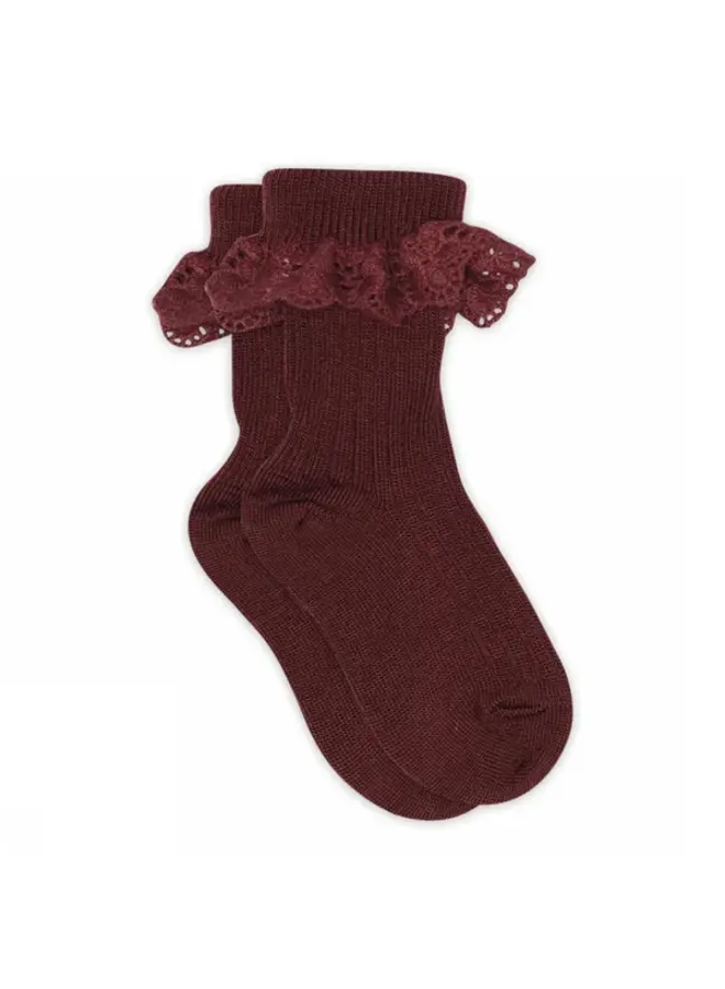 Mp lea socks lace wol wine red