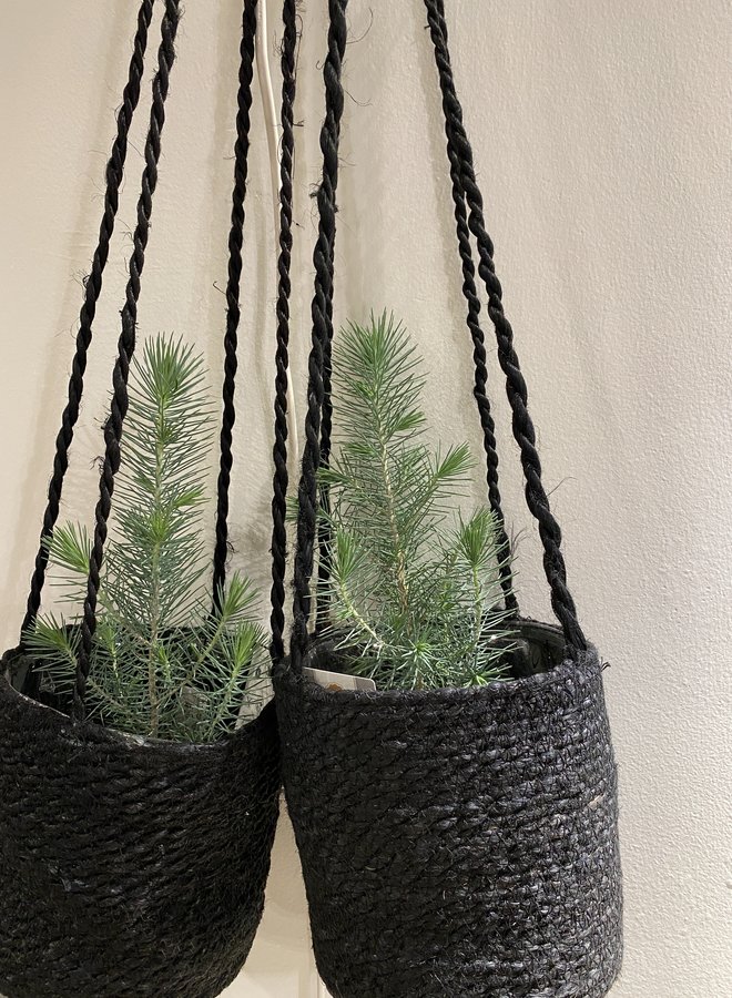 Nordal jute hanging pot black