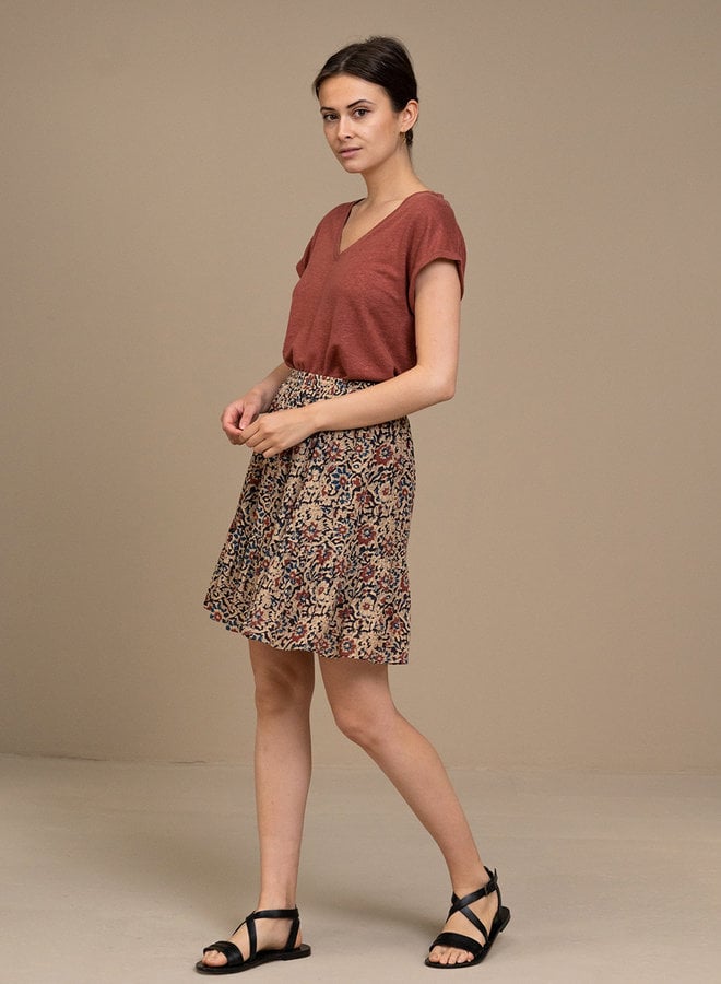 By Bar mila top linen sienna red