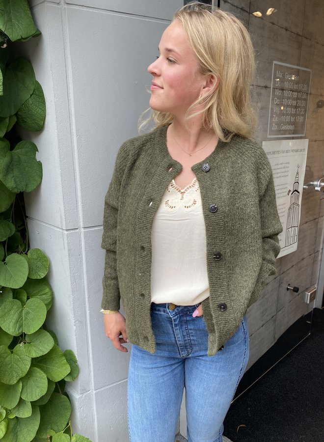 SF lulu short cardigan olive